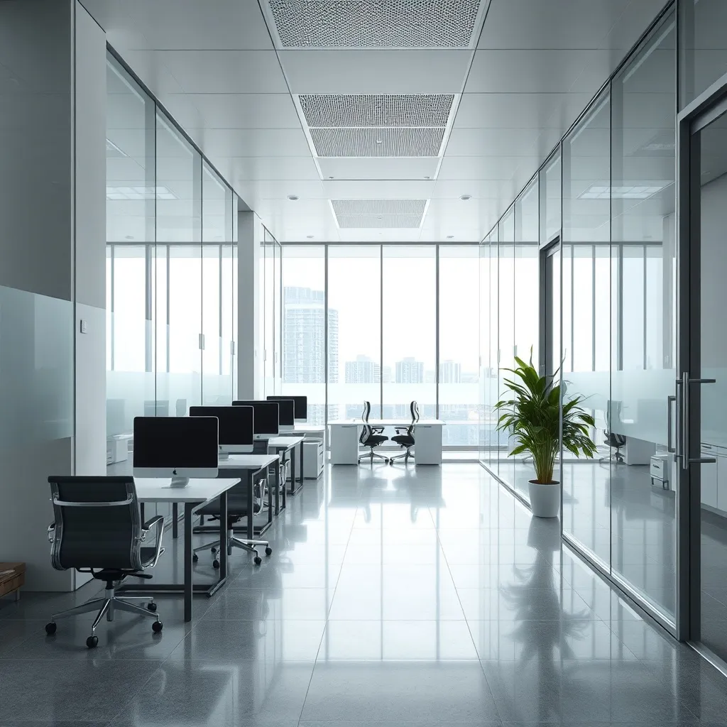A high-angle professional architectural shot of a clean, mod