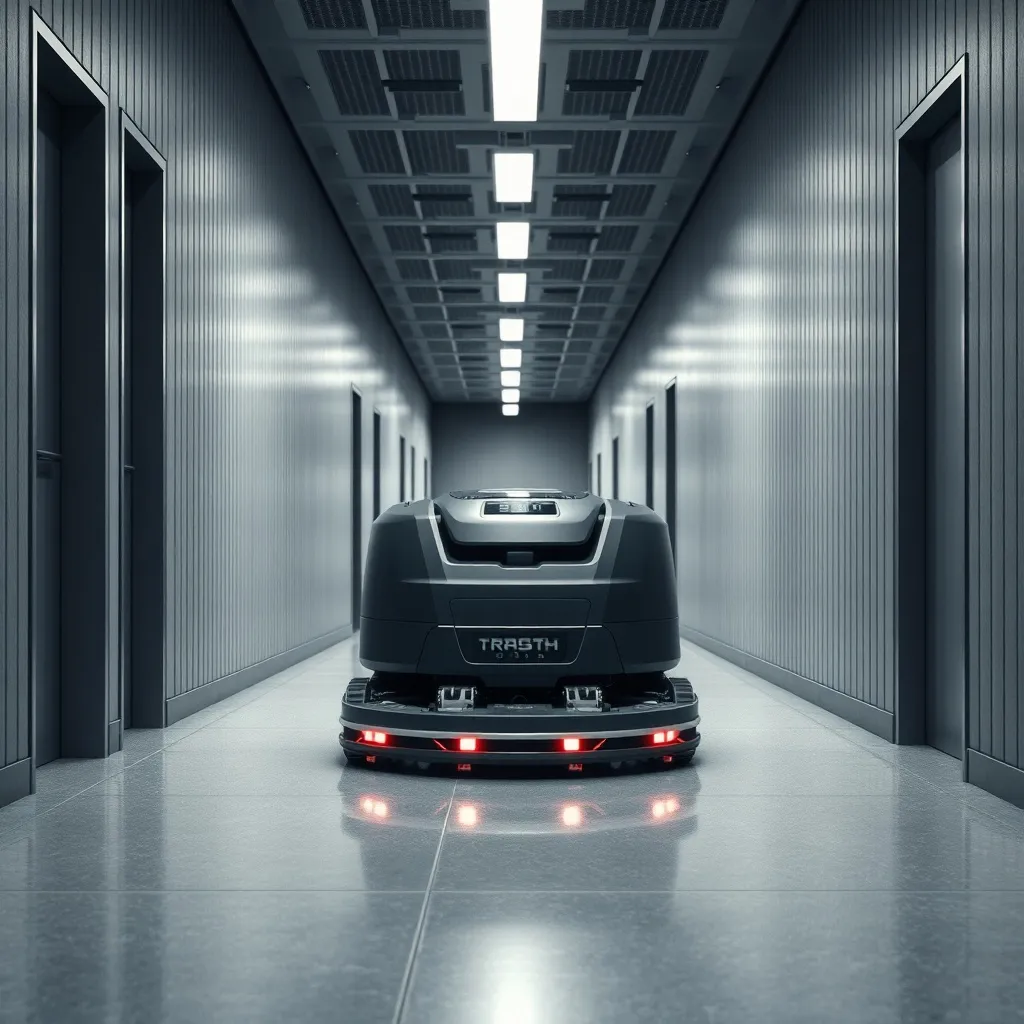 Professional industrial floor cleaning robot in a modern gra
