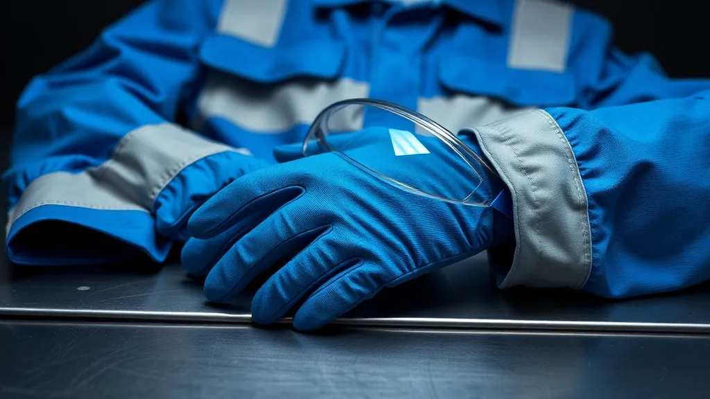 Professional blue and grey work uniform, high-visibility str